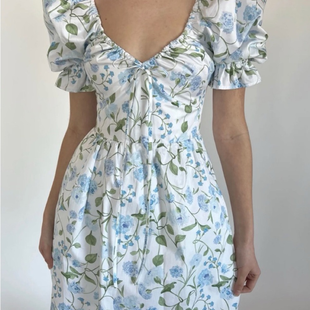 Hill House Blue and Green Floral Midi Dress